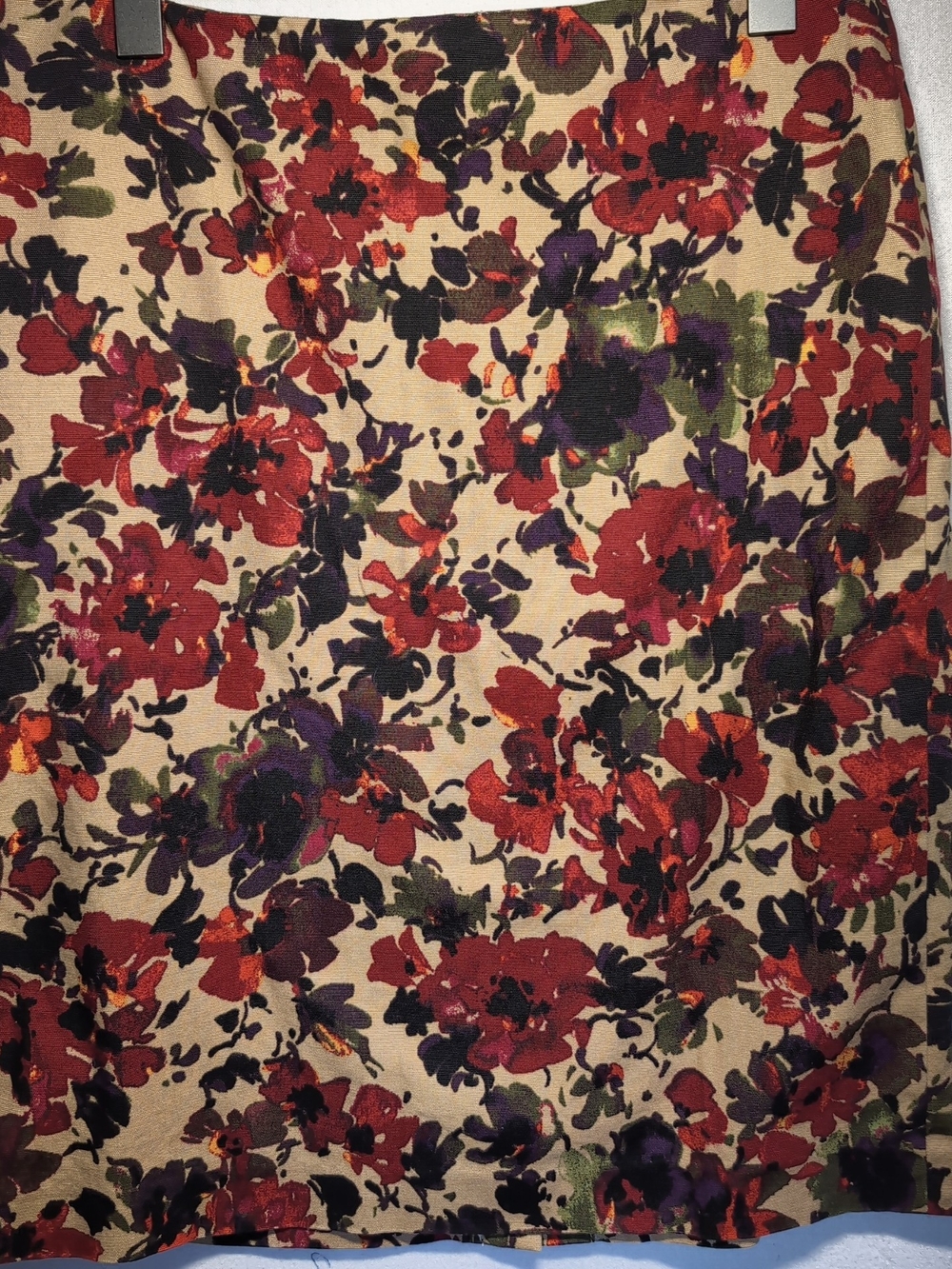 Talbots Burgundy and Purple Floral Pencil Skirt on Cream